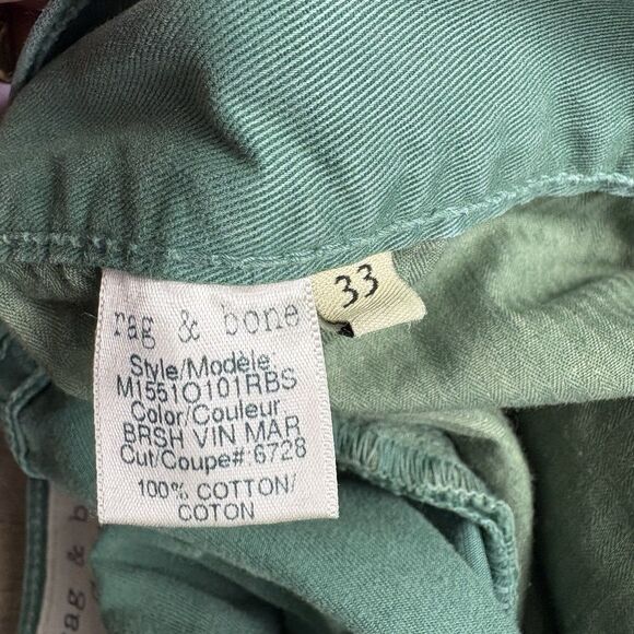rag & bone  Jeans Mens Size 33 Green RB 15X Button Fly Slim Straight - Picture 5 of 12